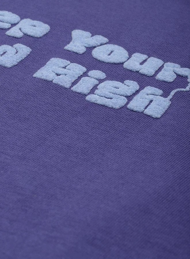 Dillinger Women Blue Boxy Fit Embossed Print T-Shirt